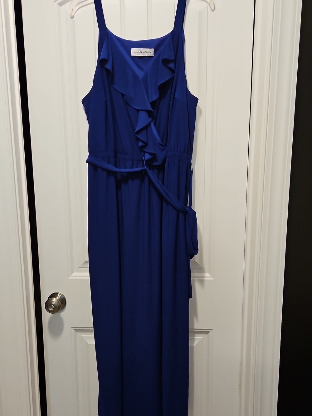 Emma & Michele Royal Blue Ruffle Maxi Dress